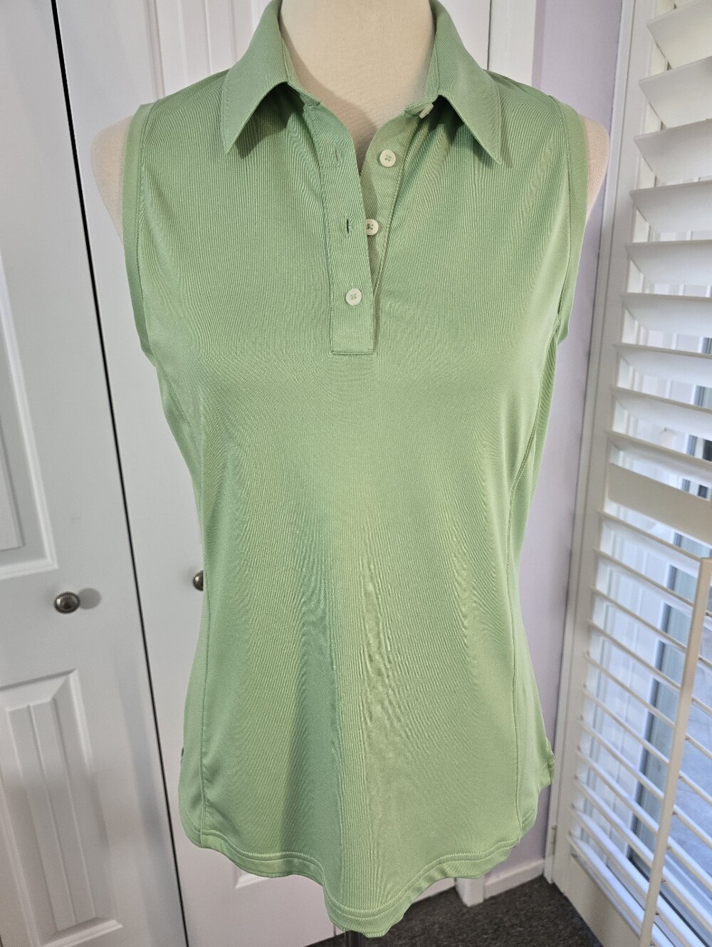 Adidas Climalite Women's Sleeveless Golf Polo Shirt Lime Green Athletic Top